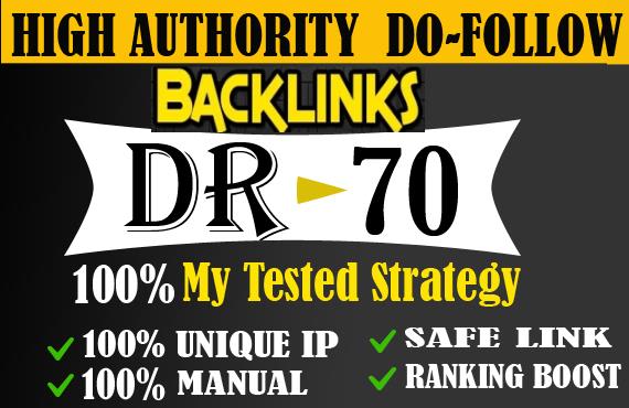 I will provide DR 50 to 70 backlinks off page seo