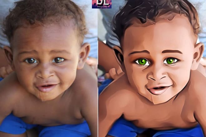 I will provide you a digital cartoon portrait using photoshop