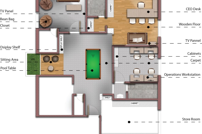 I will render your 2d plan