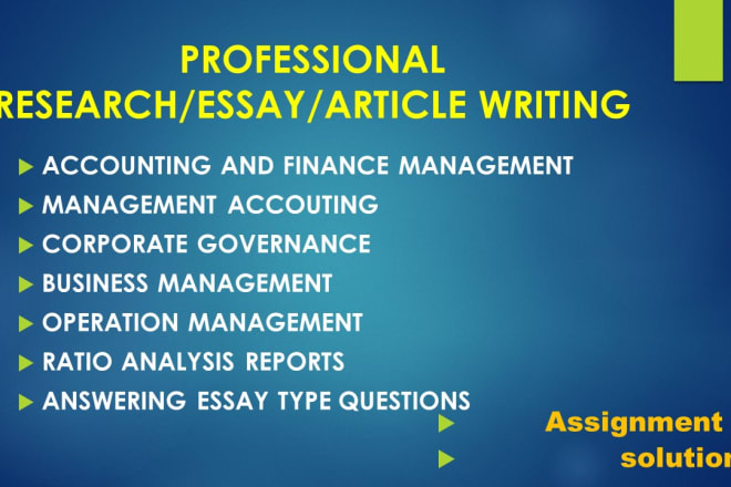 I will write accounting and finance research, essay, articles