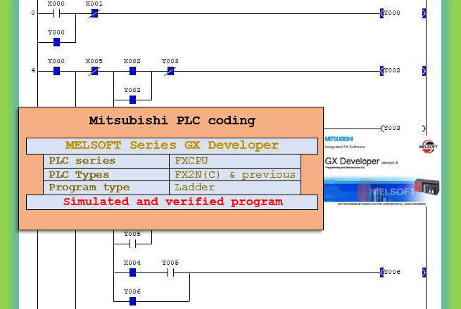 I will write and simulate ladder language code for mitsubishi plc