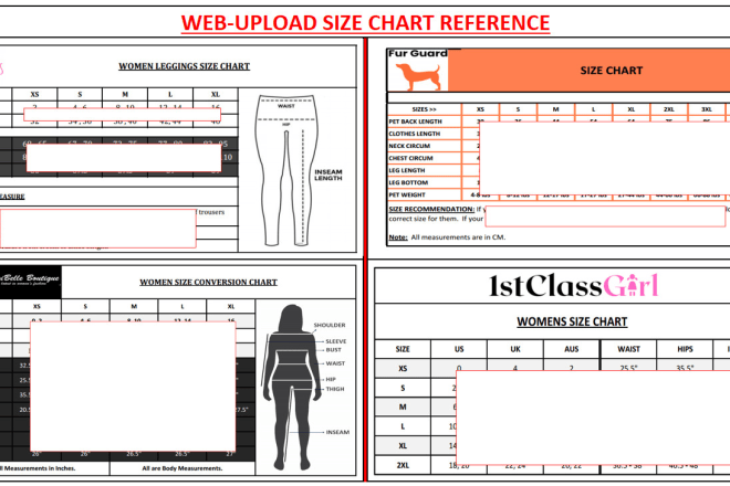 I will create size chart for your brand