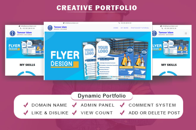 I will design and code portfolio web blog resume website PHP, html