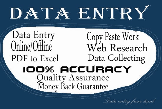 I will do data entry work for online offline excel etc