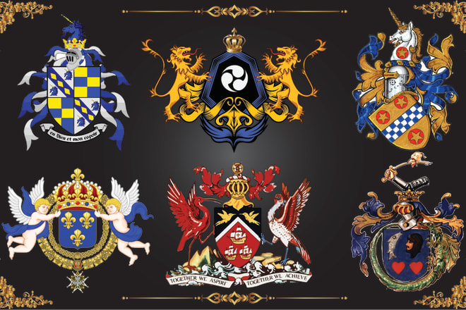 I will do luxury family crest and heraldic logo