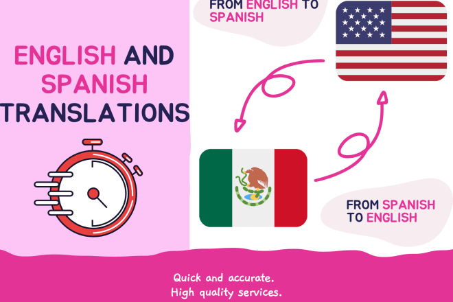 I will professionaly translate from english to spanish and viceversa