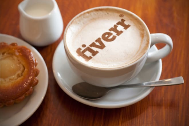 I will put your logo, text or picture in a coffee cup with coffee powder