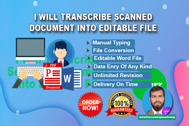 I will type scanned document into editable file
