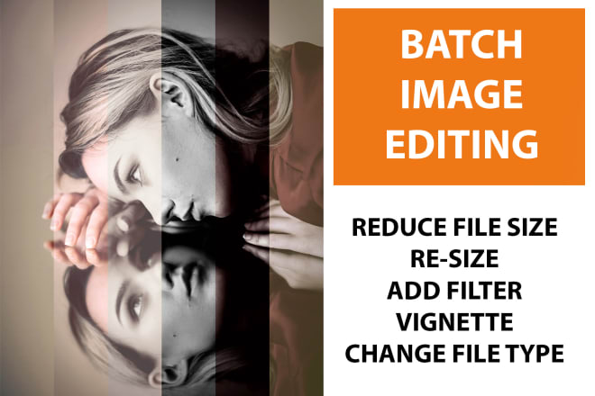 I will batch process photos and images filters, reduce file size