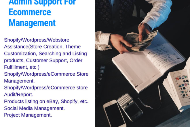 I will be your admin support for shopify, amazon, etsy