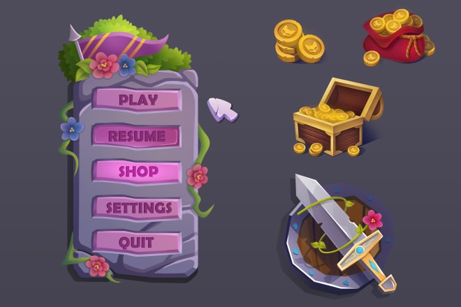 I will create 2d game asset, art, objects, skills, icons