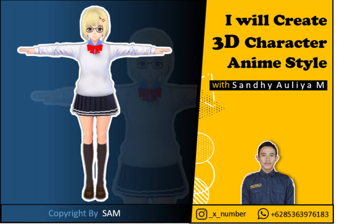 I will create 3d character anime style for your game or animation