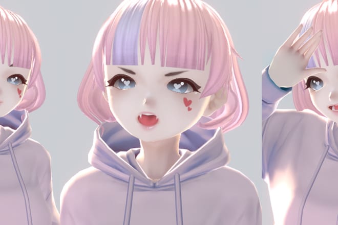 I will create a 3d anime vroid model for vrchat and vtubing