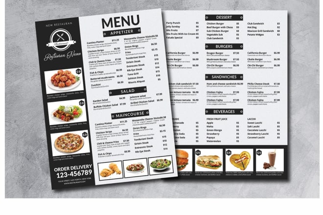 I will create a professional restaurant menu design