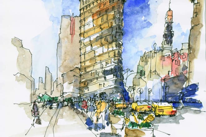 I will create an artistic and professional architectural freehand drawing and sketches