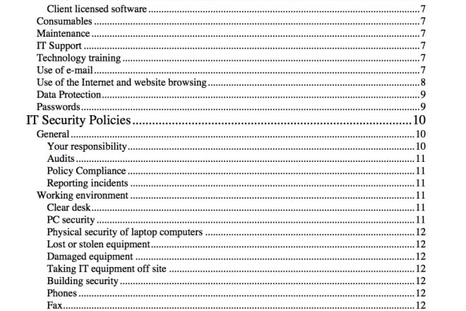 I will create an IT policy document template for your project