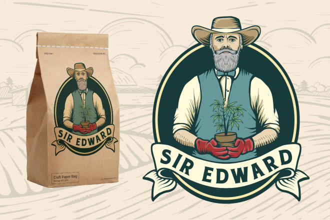 I will create awesome vintage logo with hand drawn illustration