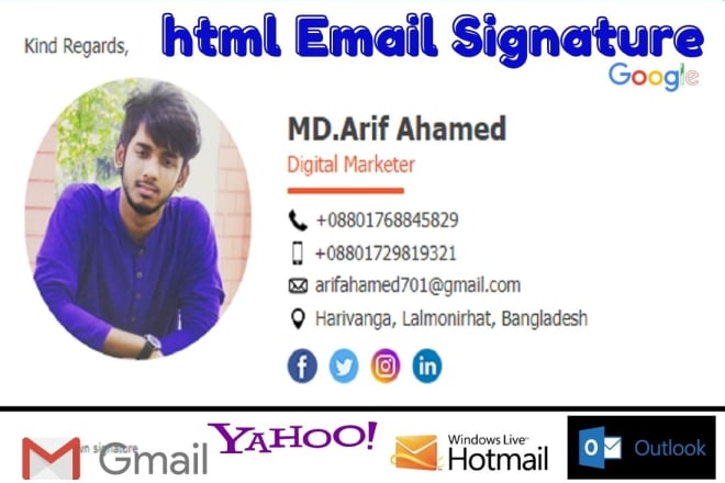 I will create html email signature or clickable email signature