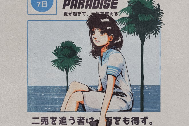 I will create japan retro illustrated clothing design