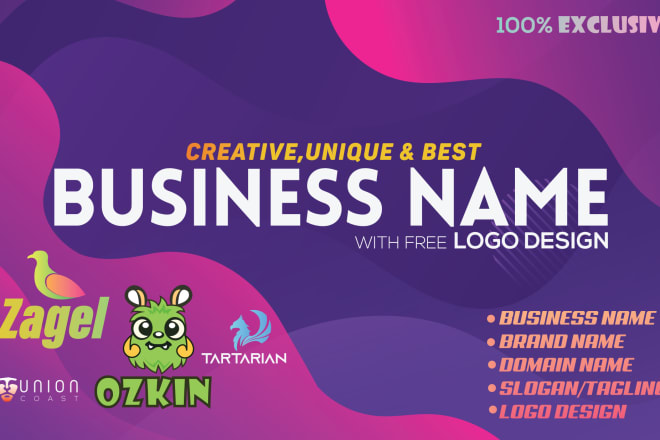 I will create remarkable business name with free logo
