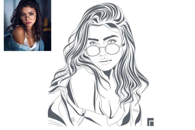 I will create your portrait photo to my line art style 24 hours