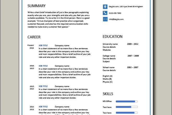 I will data entry, CV making