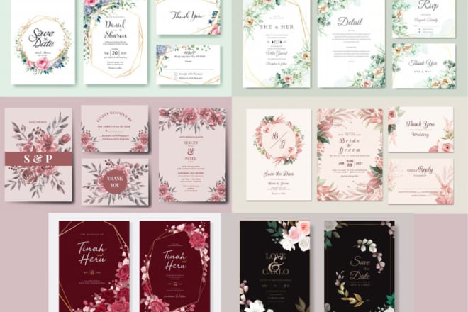 I will design a wedding card or a birthday card invitation