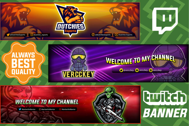 I will design custom banner for youtube twitch twitter