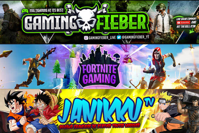 I will design custom gaming youtube banner and logo