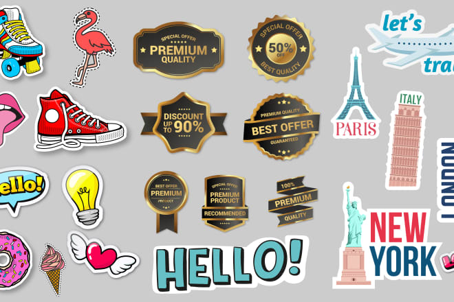 I will design custom high quality stickers, label, badges, vintage