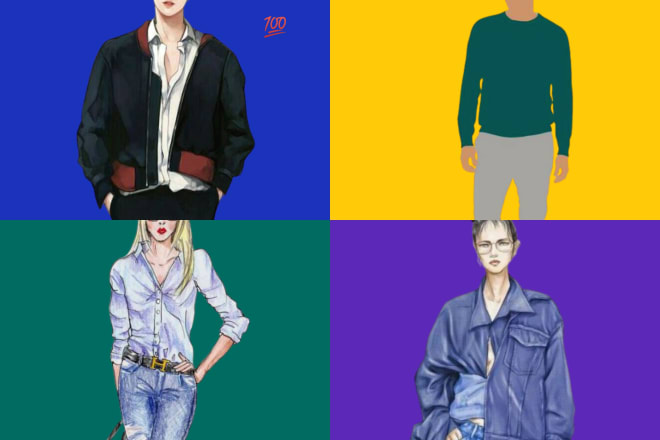 I will design fashion flat cartoon character illustration