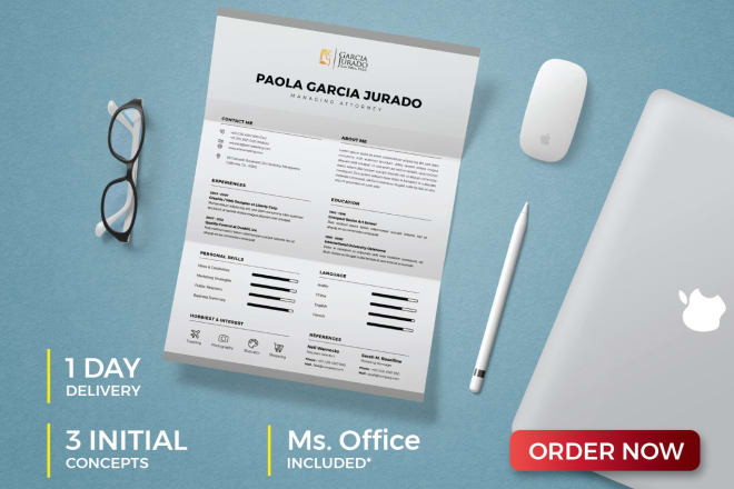 I will design for you a clean luxury legal resume within 24hours