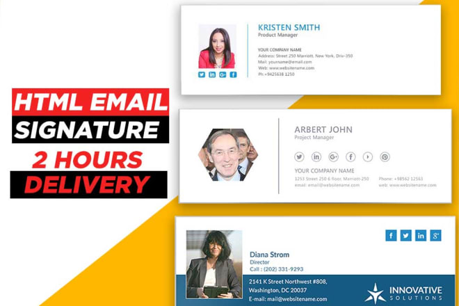 I will design HTML email signature for outlook,gmail and iphone