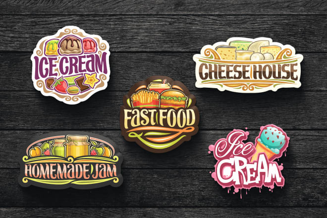 I will design ice cream, cheese, coffee, spaghetti, burger, pizza and fast food logo