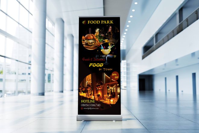 I will design roll up banner, vertical banner, photography banner or pop up banner