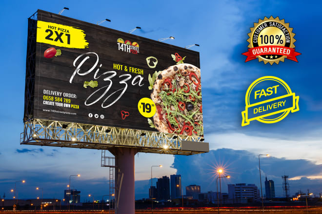 I will design standees, roll up banners, billboards, flag, signage or signboard for you