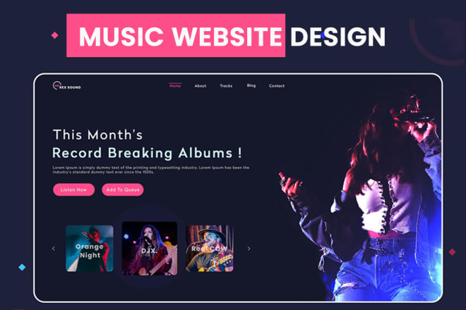 I will design your music artist,dj,label,podcast website faster