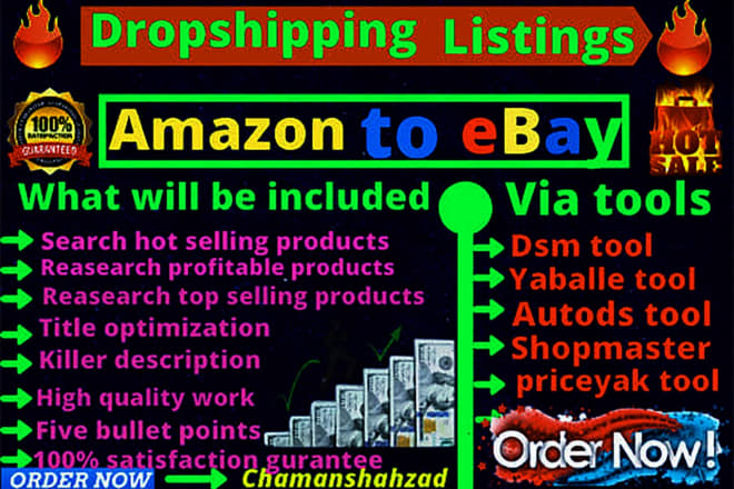I will do amazon to ebay dropshipping listings