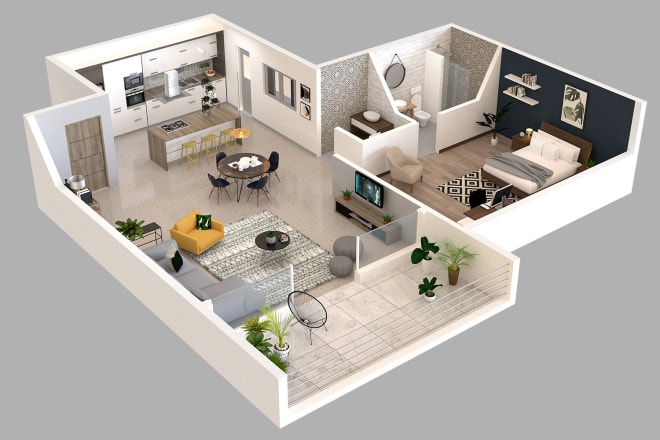 I will do an amazing 3d floor plan rendering