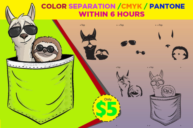 I will do color separation cmyk pantone spot simulation for screen printing
