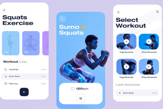 I will do complete fitness app, trainer app, workout app, health app, gym app
