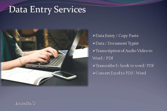 I will do data entry, data typing, transcription