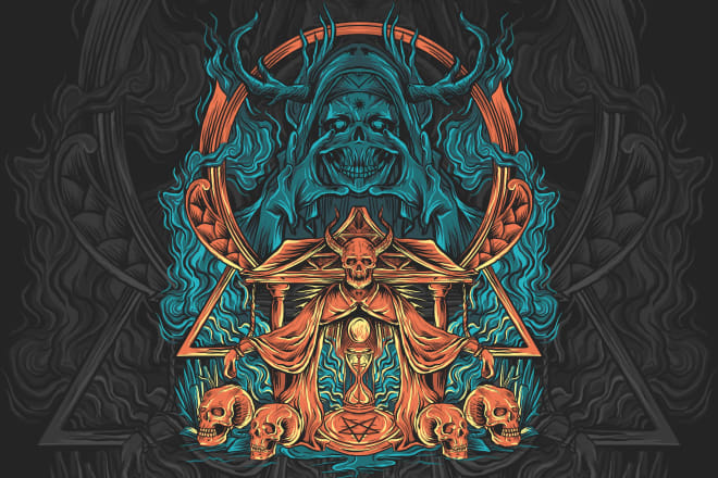 I will do detail dark art illustration for band tshirt merchandise