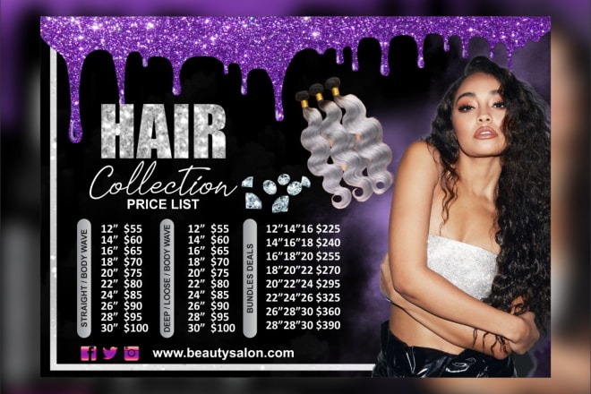 I will do fashion flyer, beauty salon flyer poster price lists