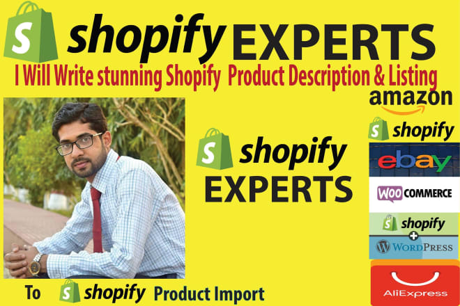 I will do product listing on shopify,amazon,ebay,ali express and any types data entry