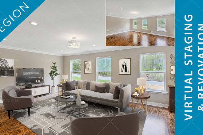 I will do virtual staging, virtual furniture, virtual renovation