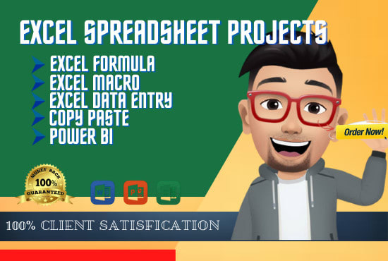 I will do your excel spreadsheet projects, excel vba, formula, excel data entry