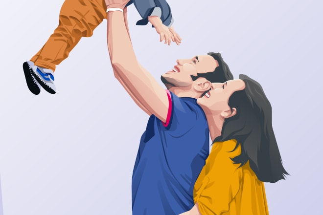 I will draw a cartoon portrait of your family