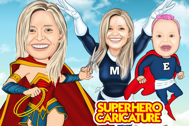 I will draw creative superhero cartoon caricature for you