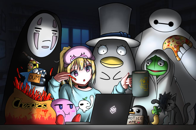 I will draw original anime character fanart or manga for you